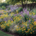 Texas Meadow Glow Border With Coreopsis, Lemon Beebalm, and Native Grasses