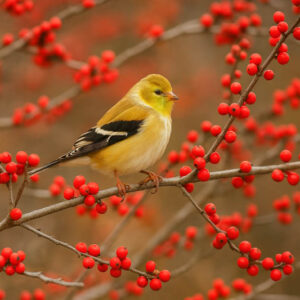 Ilex verticillata, Winterberry, American songbird