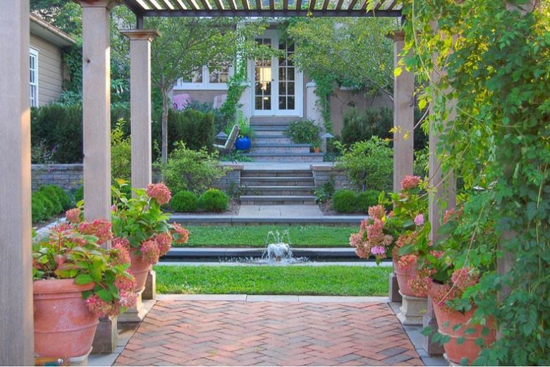 Garden ideas, Landscaping Ideas, arbor, pergola, garden structure, fountain, water feature, Fernhill Landscapes