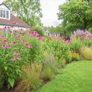 Native plant garden, Coneflower, Aster & Butterfly Weed