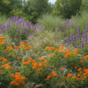Native garden, prairie garden, milkweed, asclepias, hyssop, agastache, stipa, switchgrass