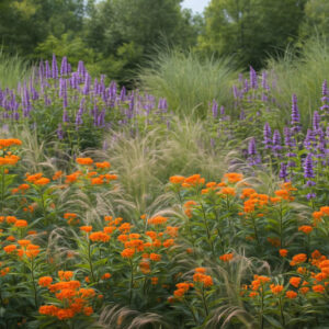 Native garden, prairie garden, milkweed, asclepias, hyssop, agastache, stipa, switchgrass