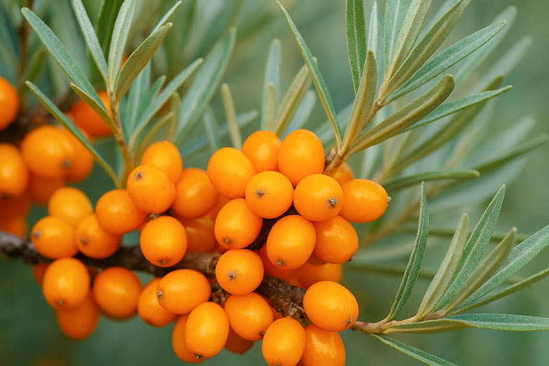 Sea Buckthorn, Seaberry, Sandthorn, Sallowthorn, Siberian Pineapple, Sea Berry, Swallowthorn, Hippophae rhamnoides