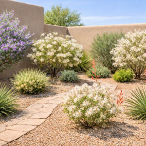 Desert Courtyard Border with Texas Sage & Apache Plume